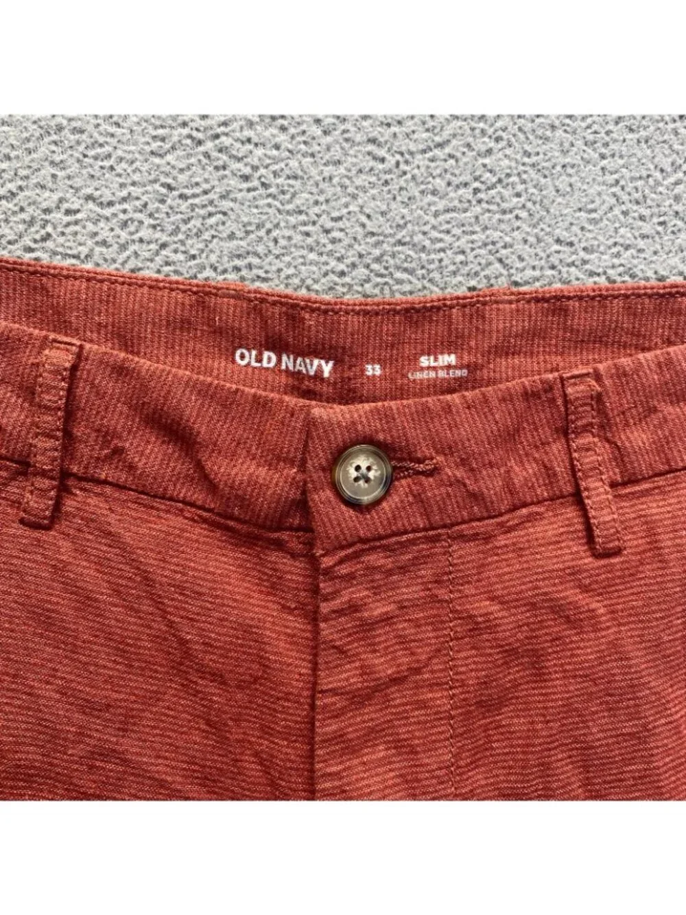 Old Navy Slim Linen Blend Size 33 Chino Shorts Cotton Mens Golf brick,Pockets